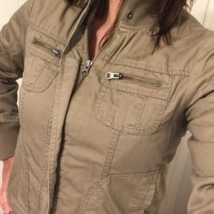 Tan Rubbish Quilted Zip-up Jacket